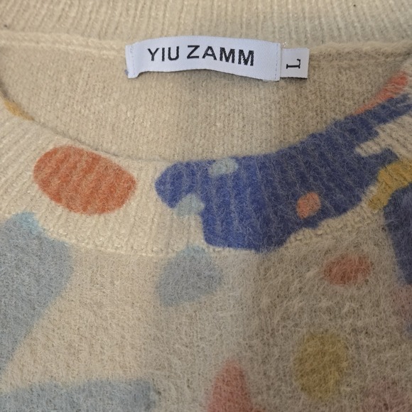 Yiu Zamm Floral Print Knit Womens Sweater Super Soft Size Large - Picture 2 of 4